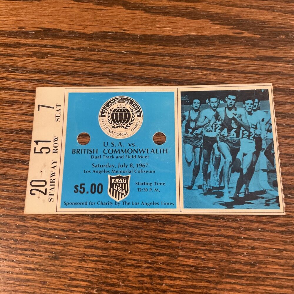 1967 TIMES International GAMES TICKET STUB Los Angeles Memorial Sports Coliseum